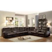 Columbus Reclining Sectional Sofa Set A - Breathable Faux Leather - Dark Brown